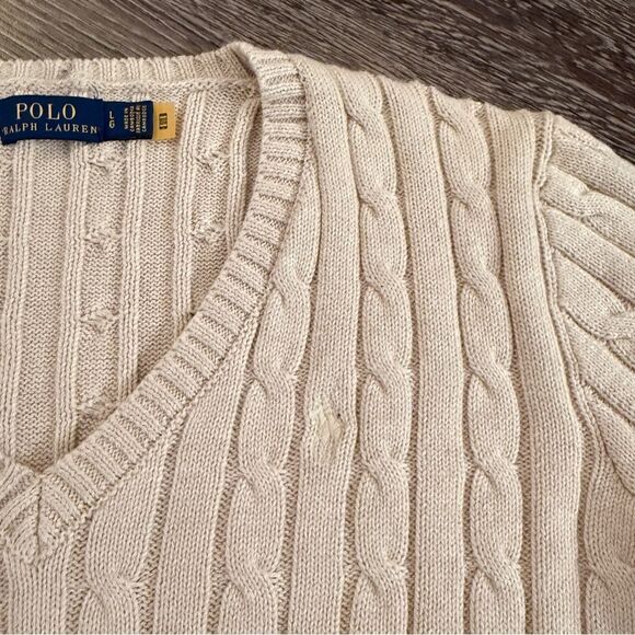 Polo Ralph Lauren Cable-Knit Cotton V-Neck Sweater - Picture 5 of 11